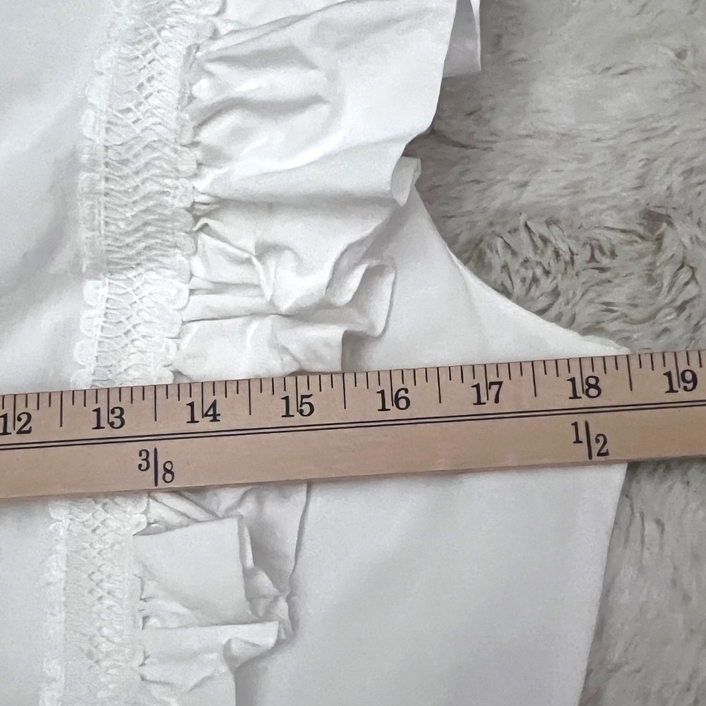 Endless Rose Anthropologie White Ruffle Sleeve Dress Trim V-Neck Garden Party L - Picture 7 of 13